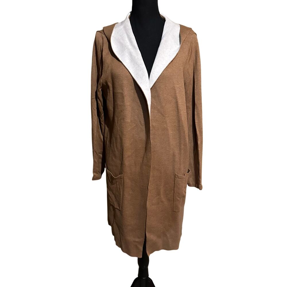 Banana Republic Camel Brown Hooded Longline Duster Sweater Cardigan Size L